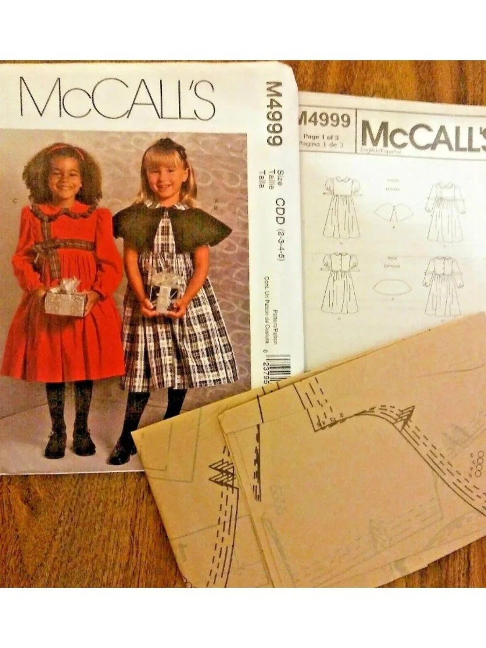 Vintage Sewing Pattern McCalls M4999 Child Girls Caplet & Dress Lined Sz 2-5 UC